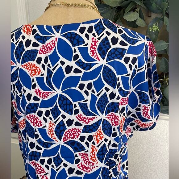 Diane Von Furstenberg DVF Printed Shift Sundress Sun Dress 4 Tomato Girl Summer - Picture 7 of 11